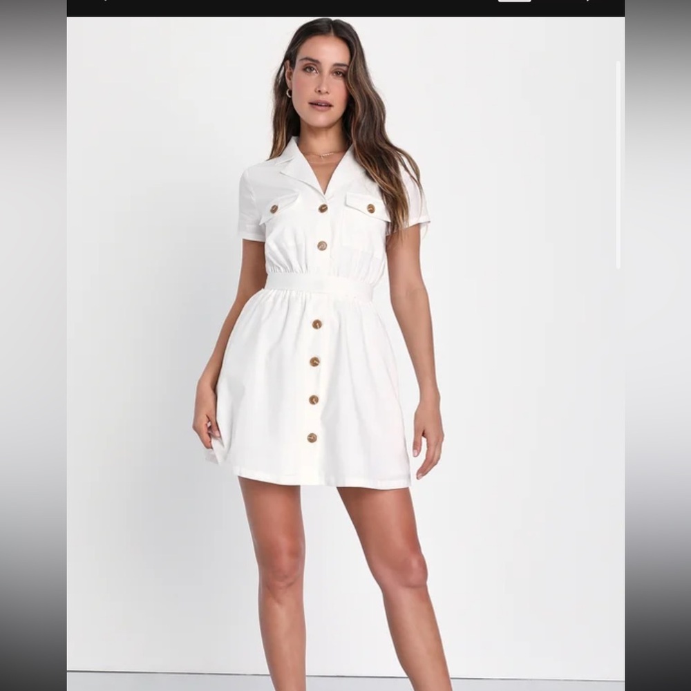 Lulu's White Button-Up Dress
